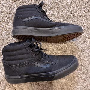 Size 3.5 youth solid black Vans hightops